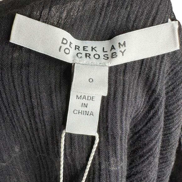 DEREK LAM 10 CROSBY Tama‎ Black White Embroidered Crop Top Blouse Women's Size 0 - Picture 7 of 11